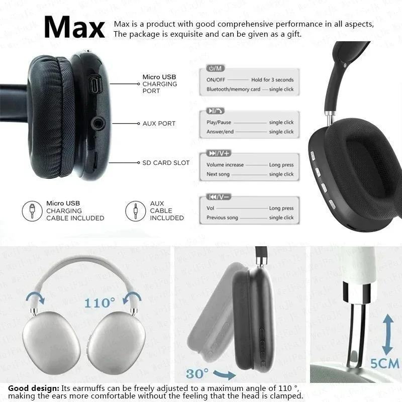 9 Wireless Bluetooth 5.3 Headphones with RGB LED | Deep Bass Headphones
