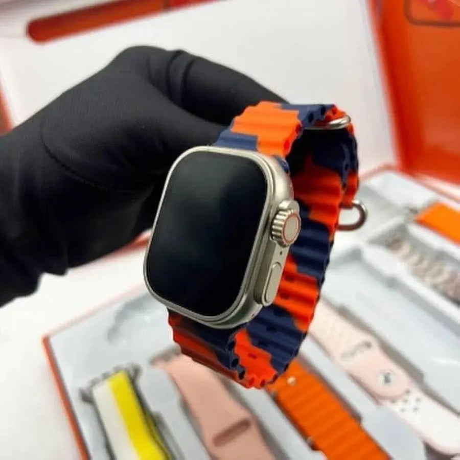 FS AURA 11 Ultra Smart Watch with 7-in-1 features, showing Bluetooth calling screen and sleek digital display.