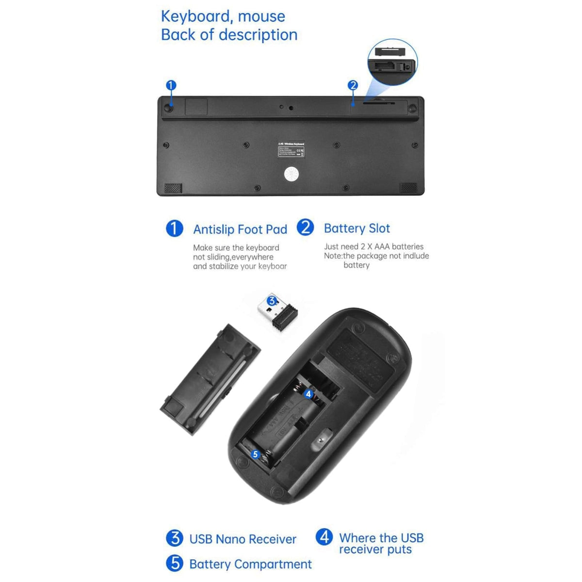 FS AURA wireless keyboard and mouse combo shown with splash-proof, wear-resistant keys and compact wireless mouse.
